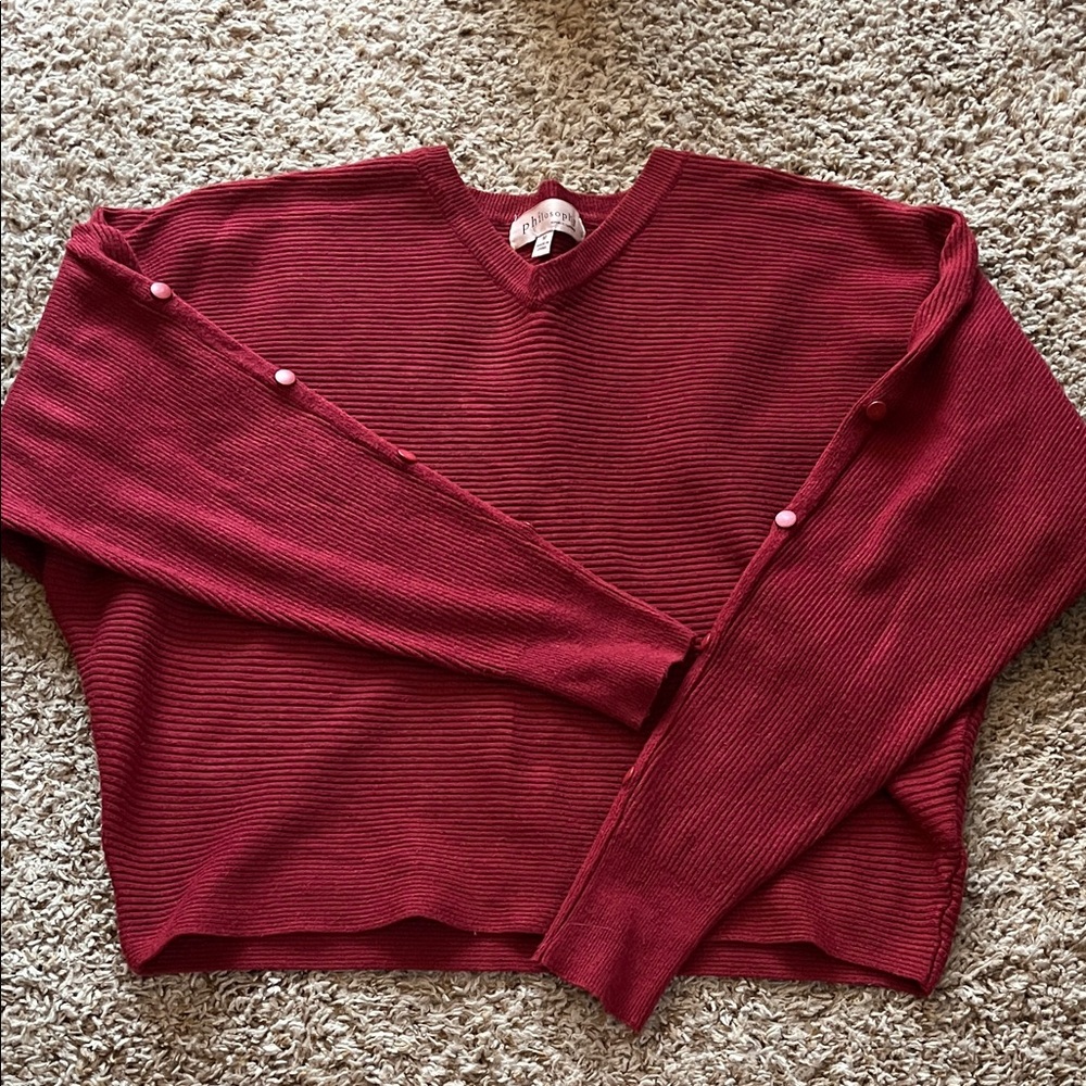 Philosophy Deep Red V-Neck Sweater